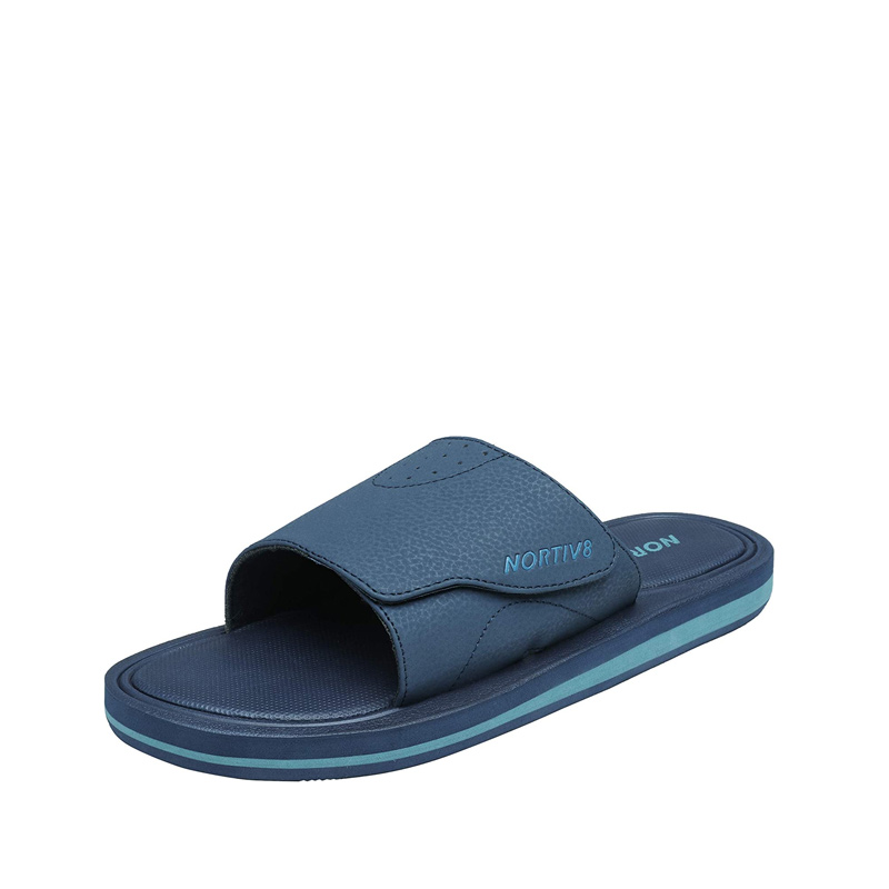  ULTRAIDEAS Men's Adjustable Sandal Slipper with Memory Foam,  Summer Cross Strap House Slides (Green, Size 7-8)