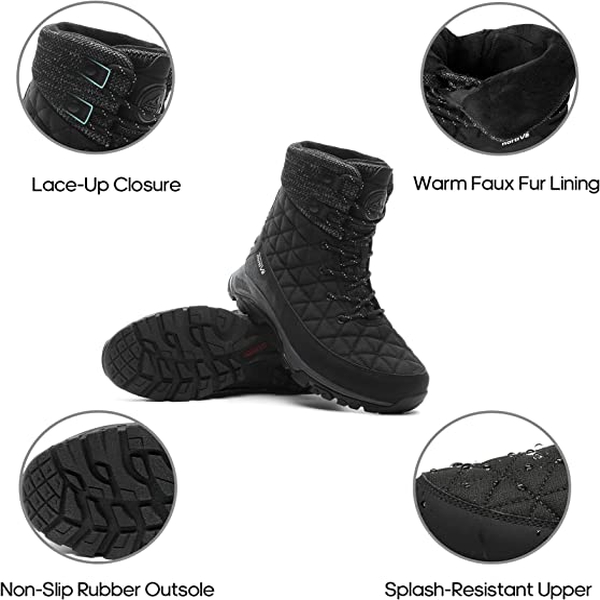 Women's Lace Up Snow Boots Winter BootsNortiv8