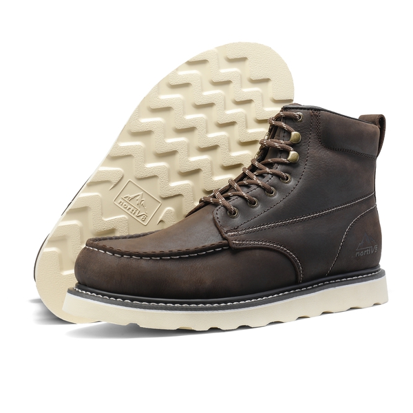Men's Moc Toe Work Boots Leather Work BootsNortiv8