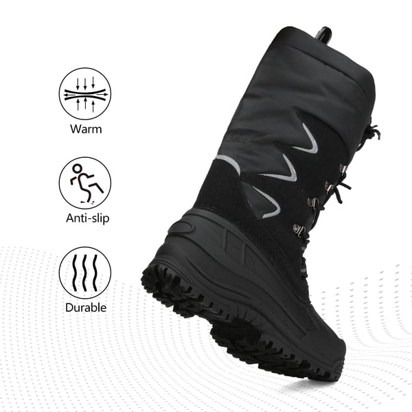 Men's Fur Lined Snow Boots | Warm Tall Boots-Nortiv8